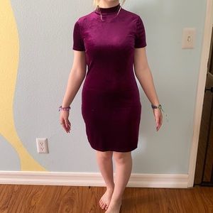 Purple Crushed Velvet Bodycon Dress